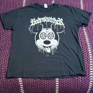 Black Graphic T-Shirt with Cartoon Design